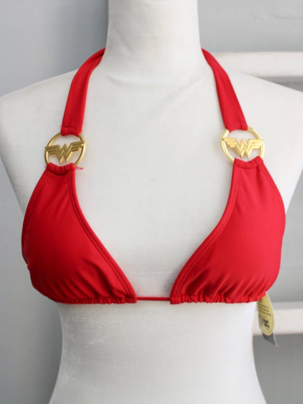 DC Comics Wonder Woman Gold Medallion Red Triangle Swim Top Size Large NWT - Picture 3 of 6